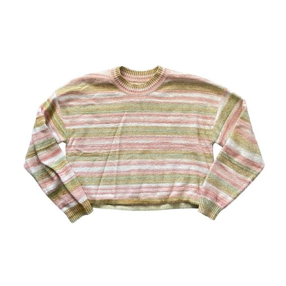 BILLABONG SO Charmed Striped Cropped Sweater Size Large - Picture 2 of 11